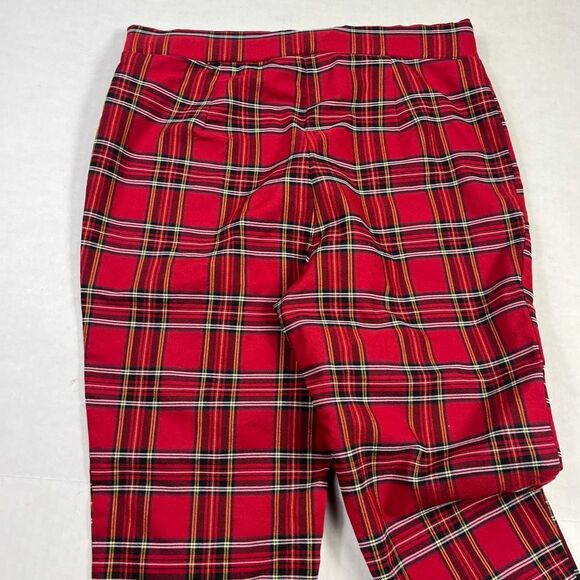 Tommy Hilfiger Skinny Cigarette Pants Plaid Tartan Check Holiday 90s Pull On 10 - Picture 10 of 11